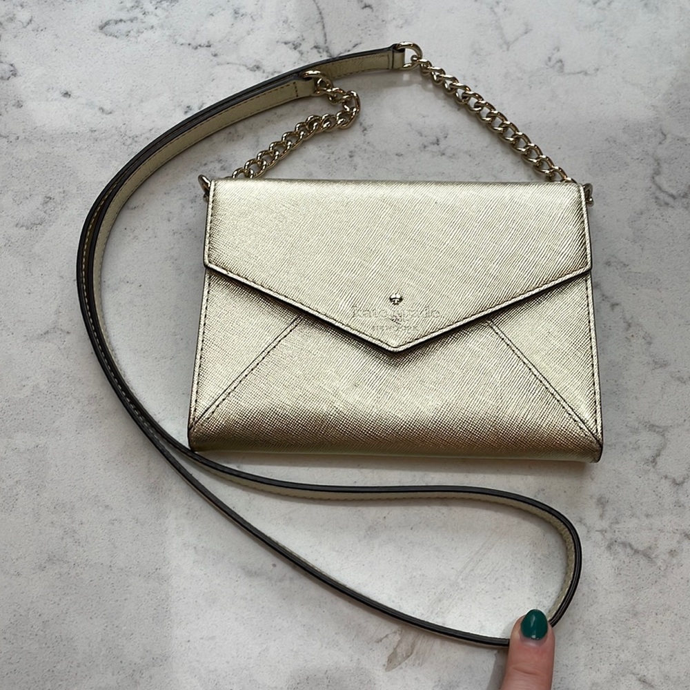 Kate Spade Gold Crossbody W/ Detachable Strap ✨